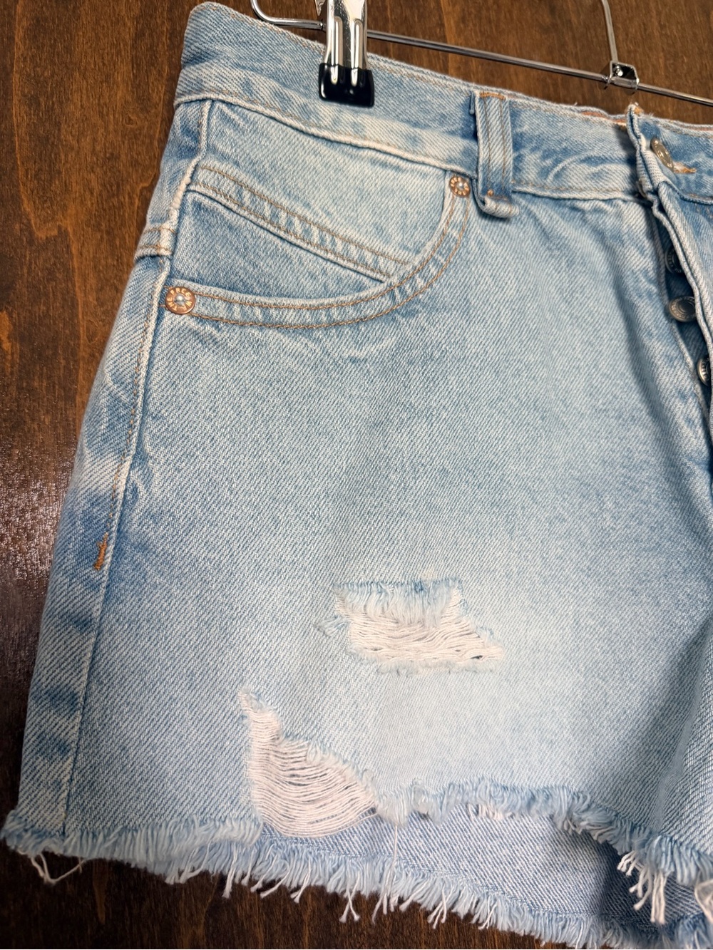 We The Free Light Blue Distressed Denim Cutoff Shorts - Picture 8 of 8